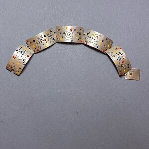 Vintage MCM Ann Carol Atomic sterling silver enamel link bracelet
